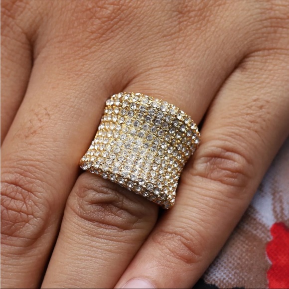 QVC Bold Concave Band Ring Simulated Diamond Size 6 Sterling Silver 925 - Picture 3 of 4